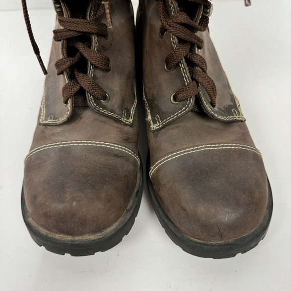 Vintage No Boundaries Brown Faux Leather Lace Up Moto Combat Boots y2k retro - Picture 4 of 9